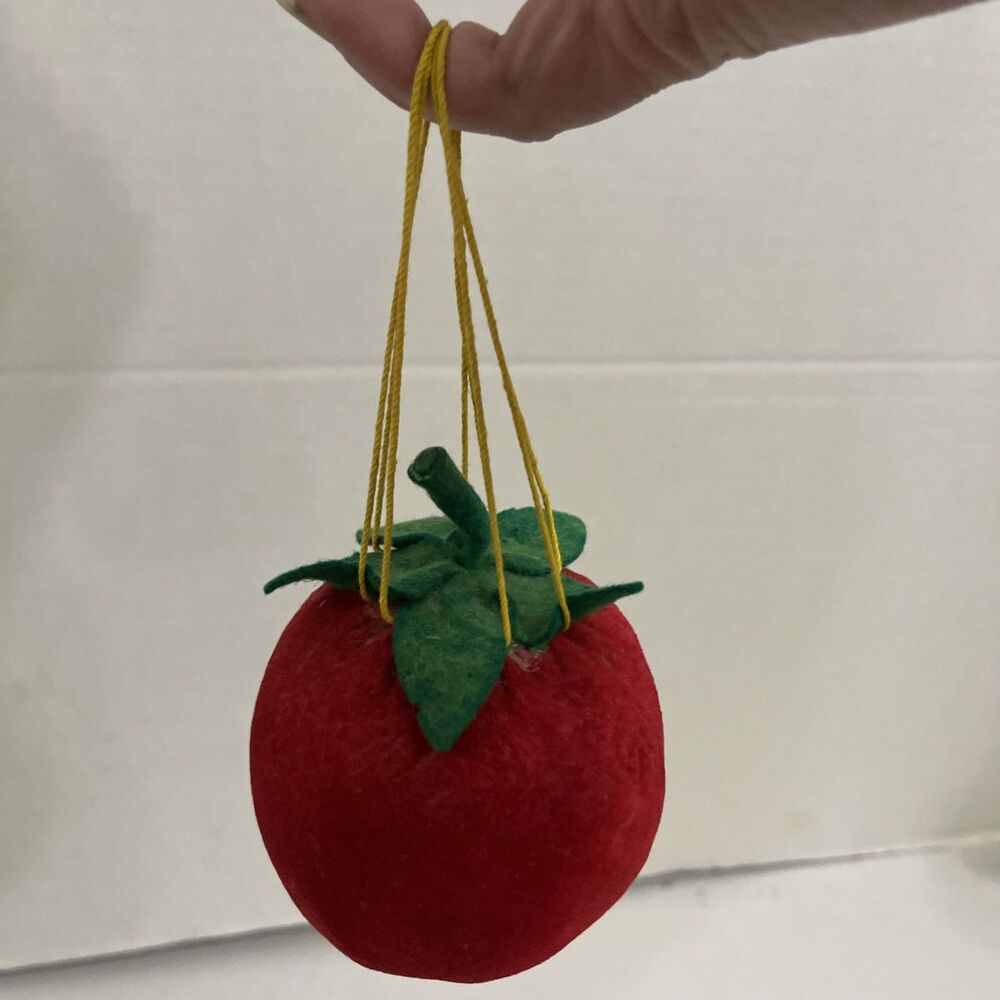 Vintage Tomato Pin Cushion Hanging 3 Inch Red